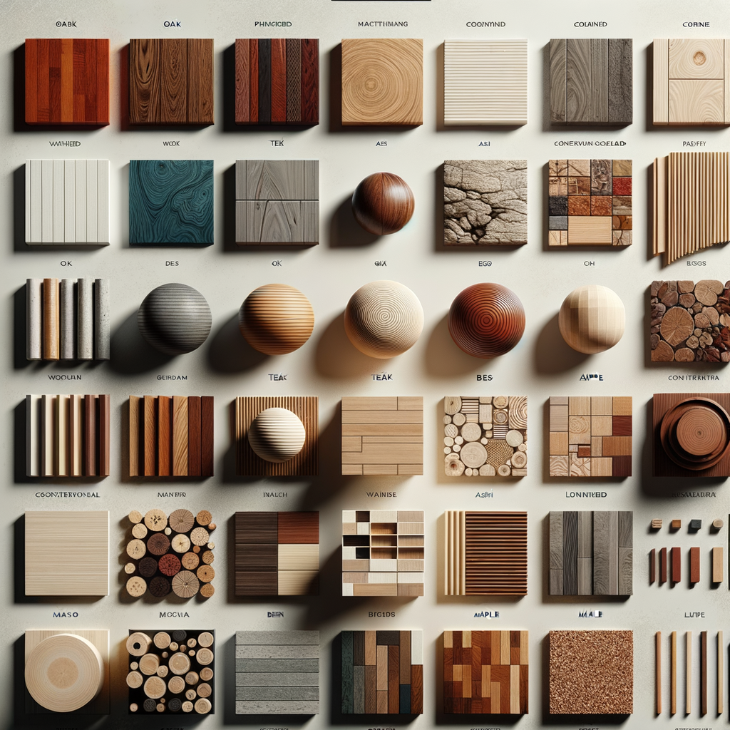 Different types of wooden material used in interior projects